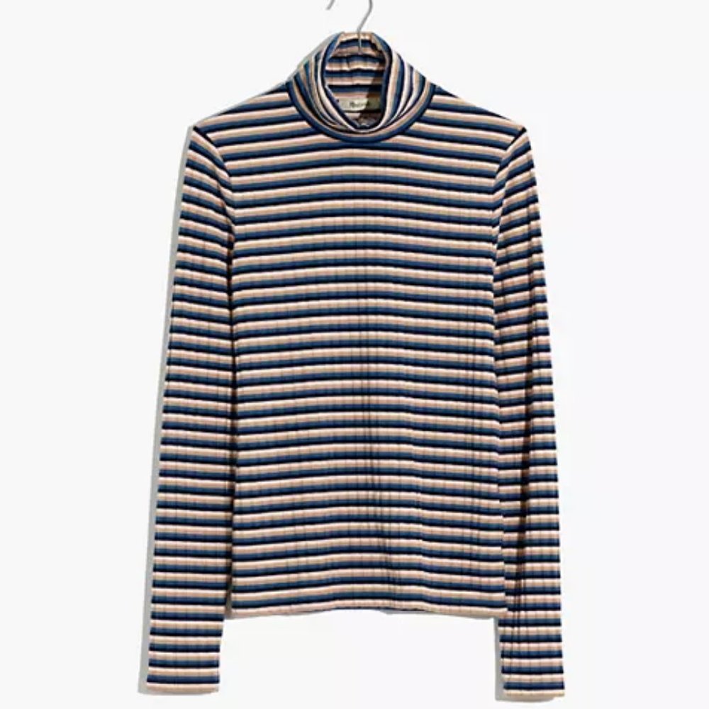 Colorful Ribbed Striped Turtleneck